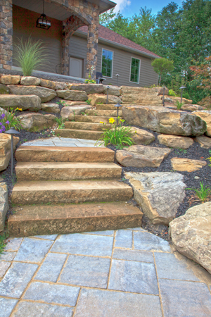 Rock Cropping Hillside Steps